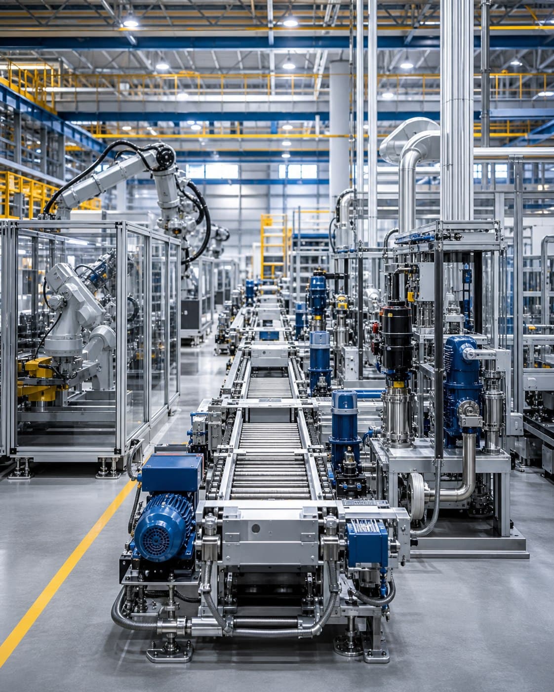 Modern factory floor with industrial automation lines