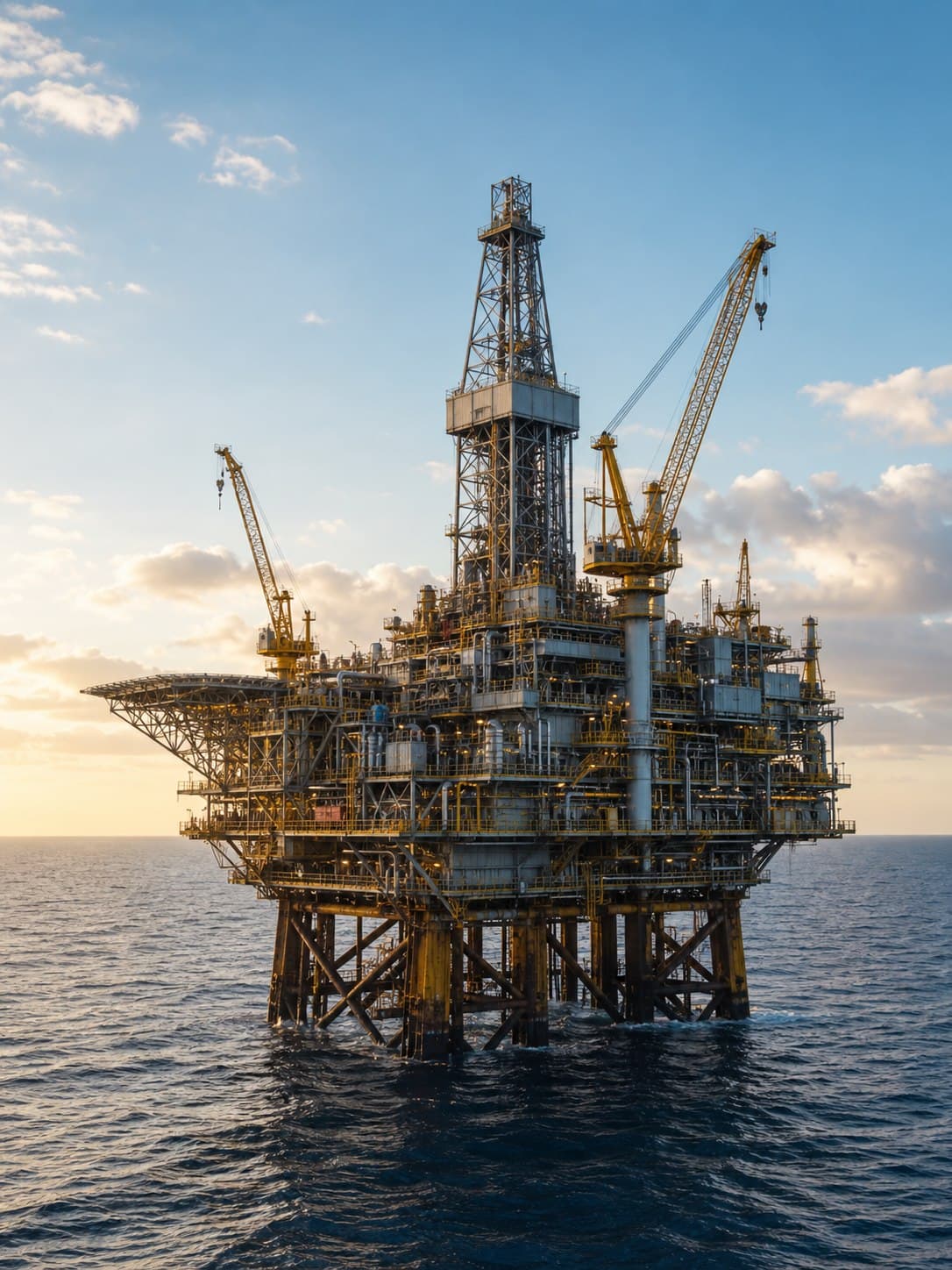 Offshore oil and gas platform at sea