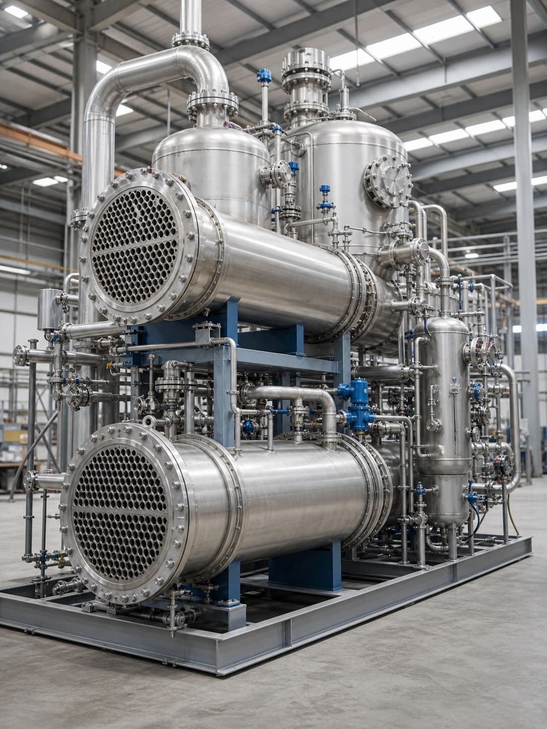 Heat exchangers and pressure vessels with process piping